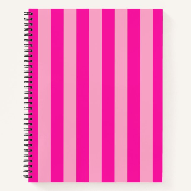 Vertical Stripes Hot Pink Notebook (Front)