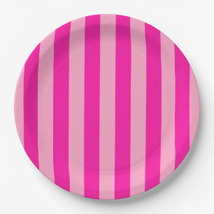 Vertical Stripes Hot Pink Paper Plates