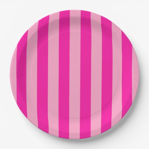 Vertical Stripes Hot Pink Paper Plates