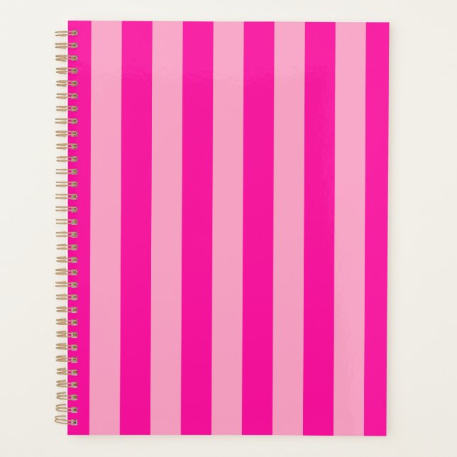 Vertical Stripes Hot Pink Planner (Front)