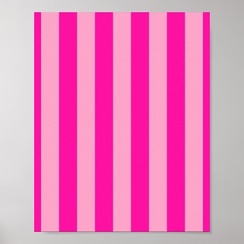 Vertical Stripes Hot Pink Poster