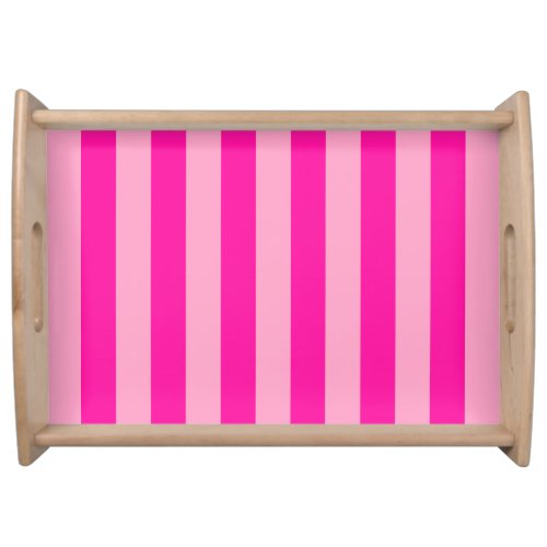 Vertical Stripes Hot Pink Serving Tray