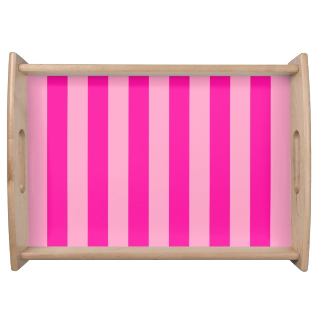 Vertical Stripes Hot Pink Serving Tray (Front)