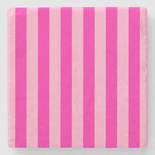 Vertical Stripes Hot Pink Stone Coaster