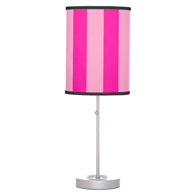 Vertical Stripes Hot Pink Table Lamp (Front)