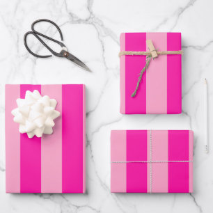 Vertical Stripes Hot Pink Wrapping Paper Sheets