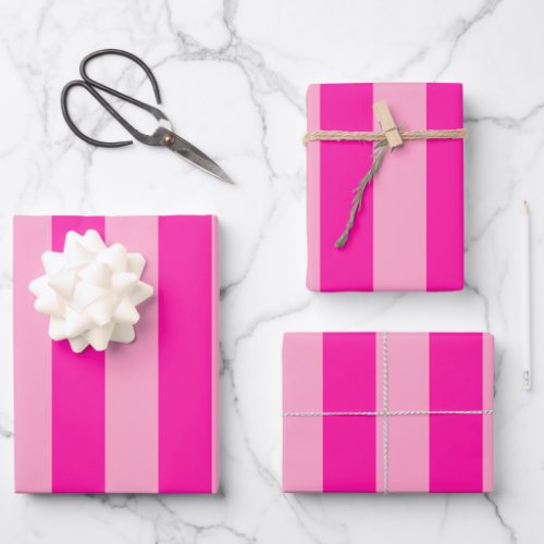 Vertical Stripes Hot Pink Wrapping Paper Sheets