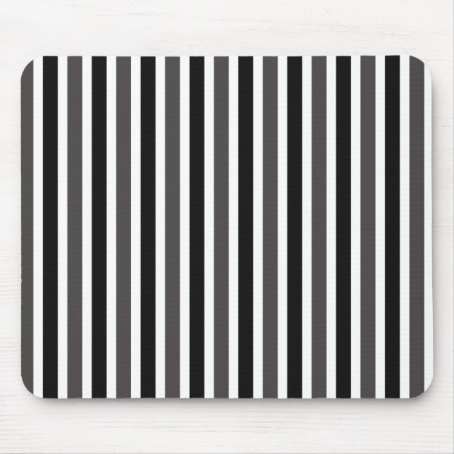 Vertical Stripes Mousepad, Black and Gray Mouse Pad (Front)