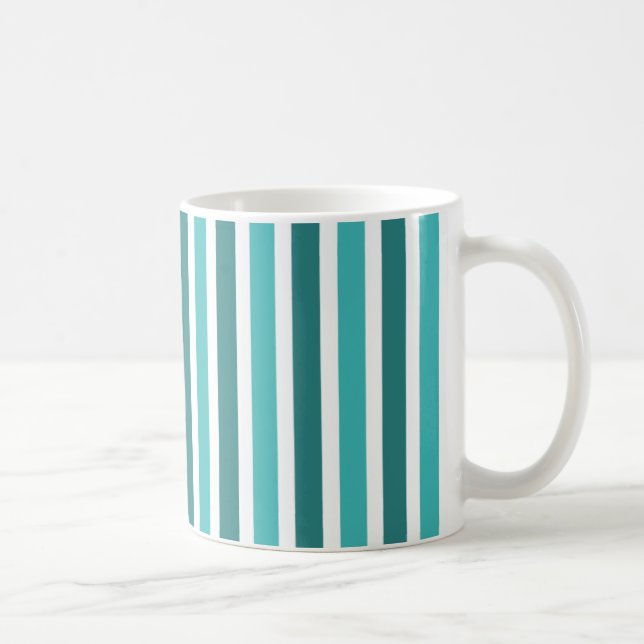 Vertical Stripes Mug, Turquoise Coffee Mug (Right)