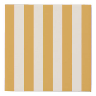 Vertical Stripes Mustard Yellow And White Striped Faux Canvas Print