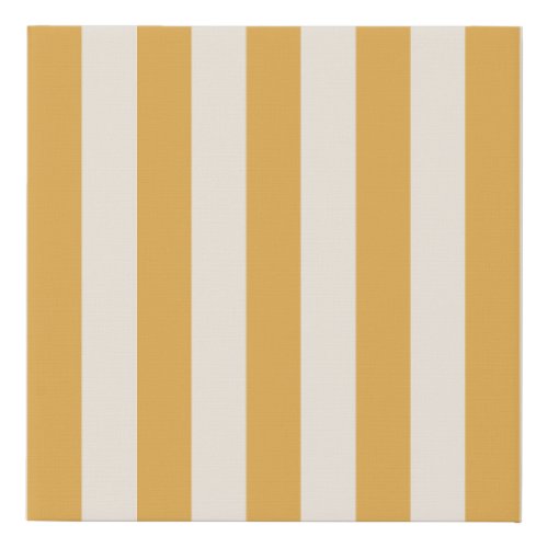 Vertical Stripes Mustard Yellow And White Striped Faux Canvas Print