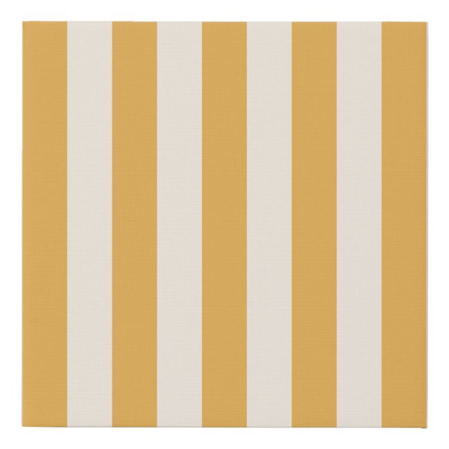 Vertical Stripes Mustard Yellow And White Striped Faux Canvas Print (Front)