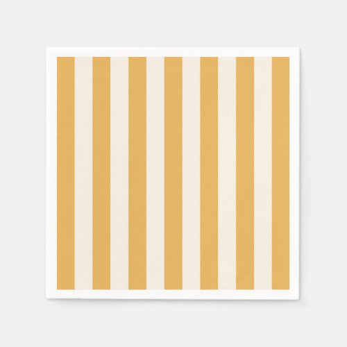 Vertical Stripes Mustard Yellow And White Striped Napkins