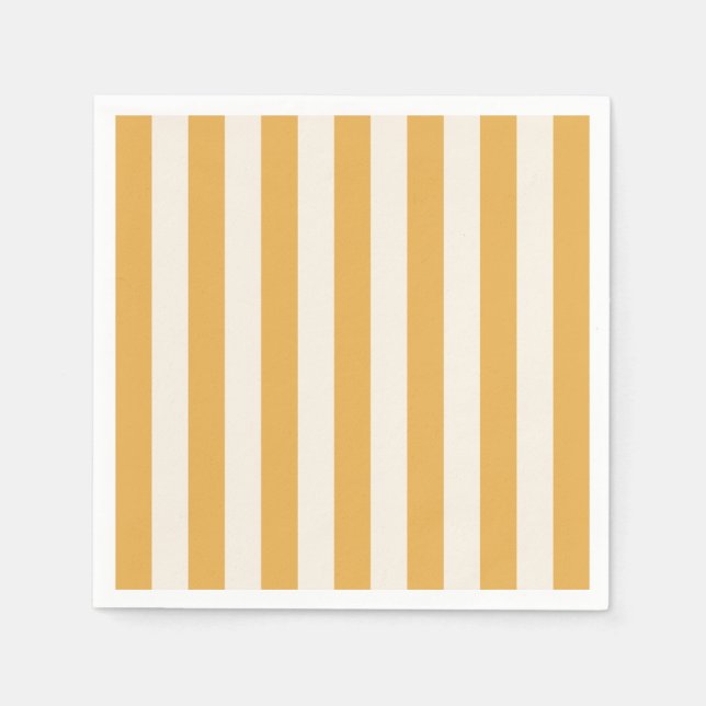 Vertical Stripes Mustard Yellow And White Striped Napkins (Front)