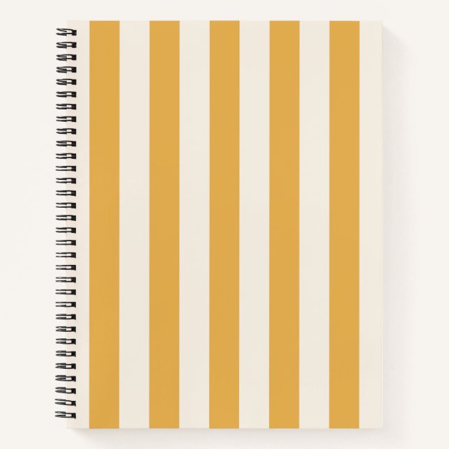 Vertical Stripes Mustard Yellow And White Striped Notebook (Front)