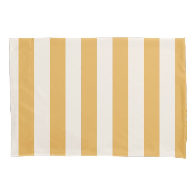 Vertical Stripes Mustard Yellow And White Striped Pillow Case (Front)