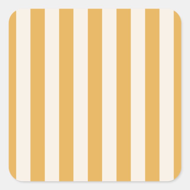 Vertical Stripes Mustard Yellow And White Striped Square Sticker (Front)