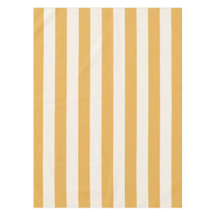 Vertical Stripes Mustard Yellow And White Striped Tablecloth
