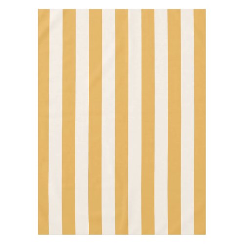 Vertical Stripes Mustard Yellow And White Striped Tablecloth