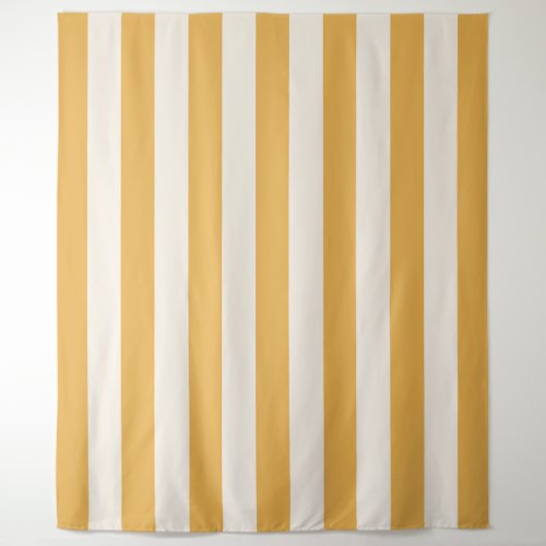 Vertical Stripes Mustard Yellow And White Striped Tapestry