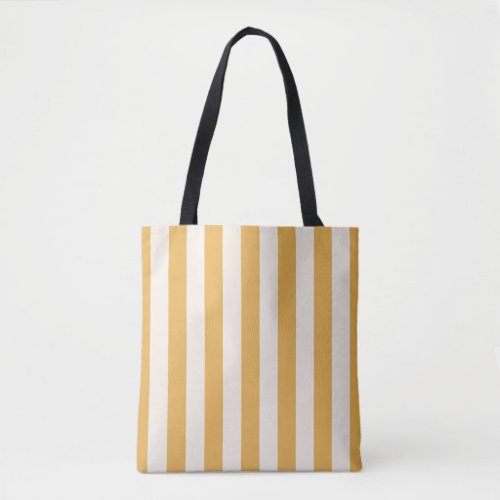Vertical Stripes Mustard Yellow And White Striped Tote Bag