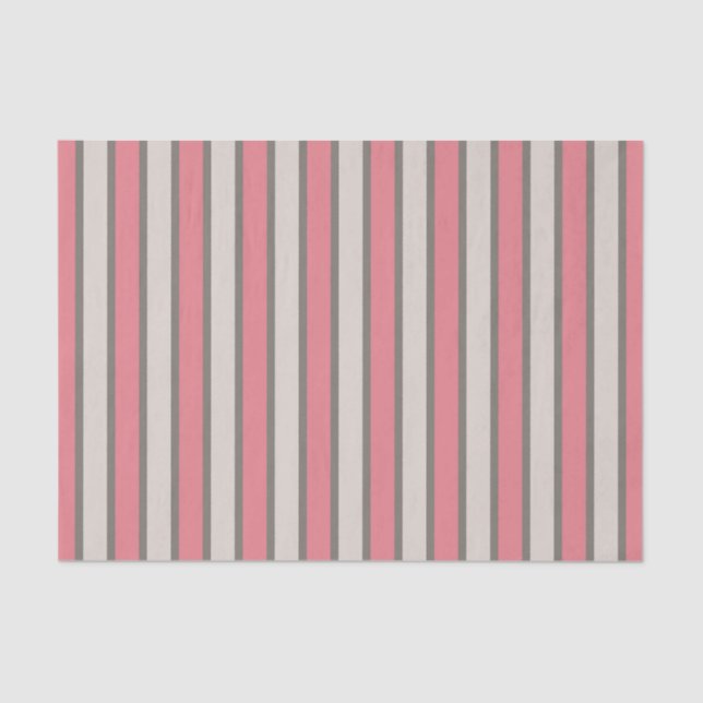 Vertical Stripes Pink and Gray Tissue Paper (Front)