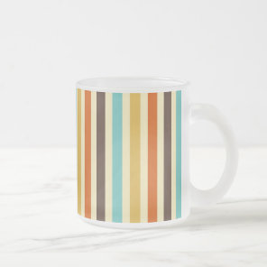 Vertical Stripes Retro Colors Blue Yellow Red Frosted Glass Coffee Mug