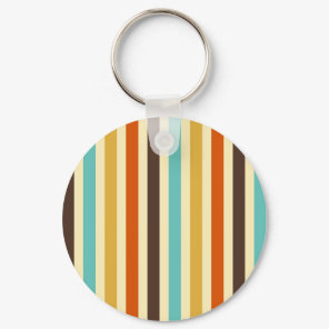 Vertical Stripes Retro Colours Blue Yellow Red Keychain