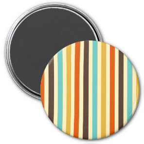 Vertical Stripes Retro Colours Blue Yellow Red Magnet