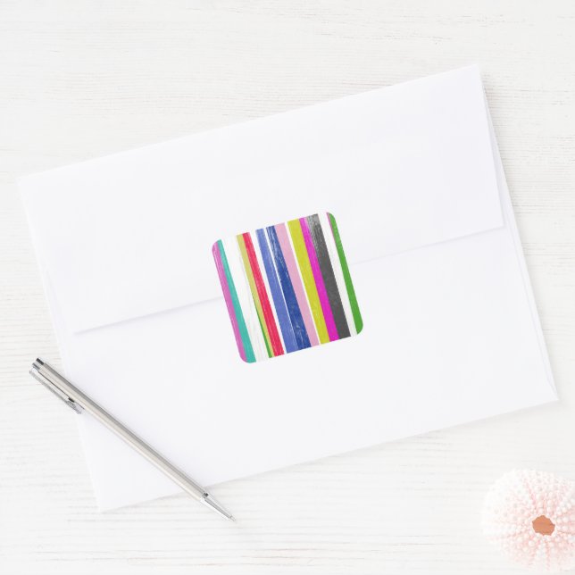 Vertical Stripes Square Sticker (Envelope)