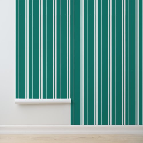 Vertical Stripes Turquoise and White Wallpaper