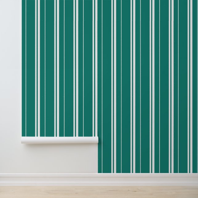 Vertical Stripes Turquoise and White Wallpaper (Application)