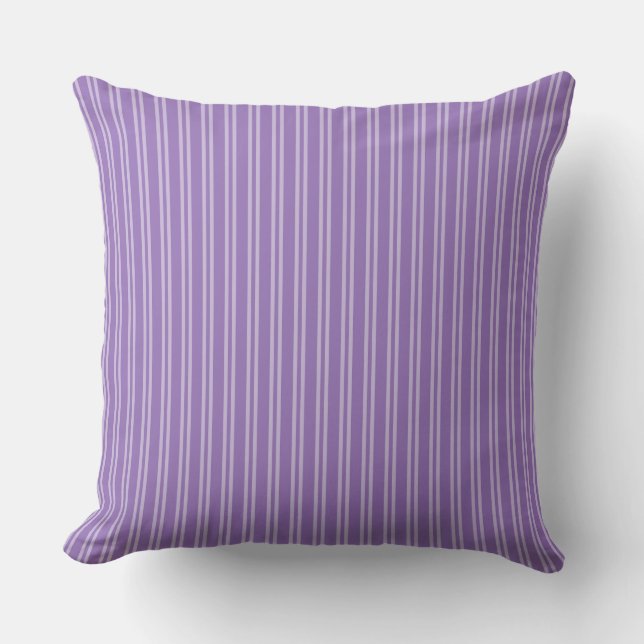 Vertical Stripes: White and Purple Design Throw Pillow (Front)