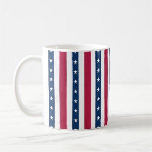 Vertical Stripes with Stars Patriotic Coffee Mug