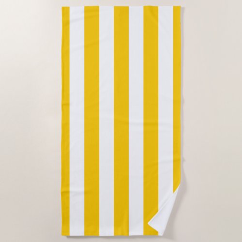 Vertical Stripes Yellow And White Striped Beach Towel