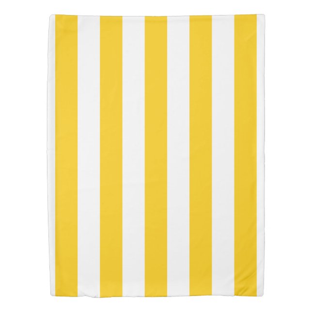 Vertical Stripes Yellow And White Striped Duvet Co (Front)