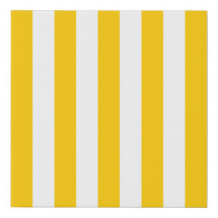 Vertical Stripes Yellow And White Striped Faux Canvas Print
