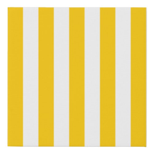 Vertical Stripes Yellow And White Striped Faux Canvas Print