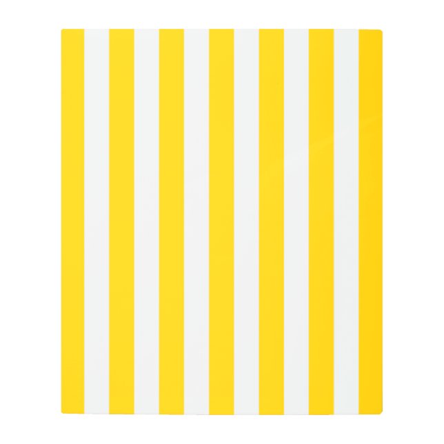 Vertical Stripes Yellow And White Striped Metal Print (Front)