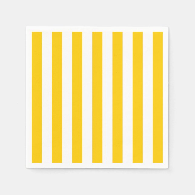 Vertical Stripes Yellow And White Striped Napkins (Front)