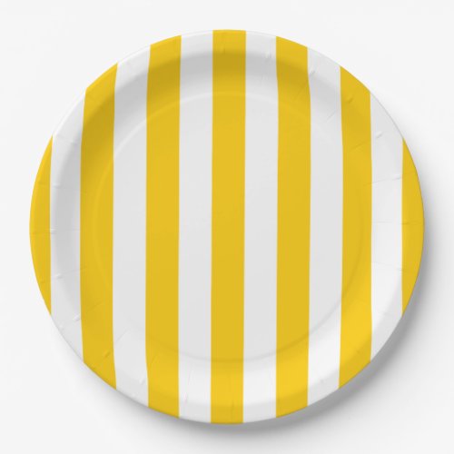 Vertical Stripes Yellow And White Striped Paper Plates