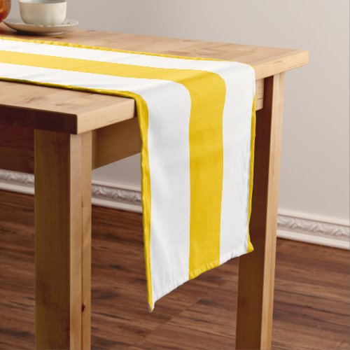 Vertical Stripes Yellow And White Striped Short Table Runner