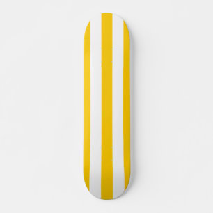Vertical Stripes Yellow And White Striped Skateboard