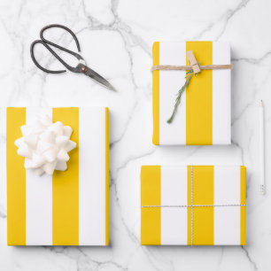 Vertical Stripes Yellow And White Striped Wrapping Paper Sheets