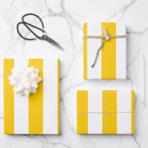 Vertical Stripes Yellow And White Striped Wrapping Paper Sheets
