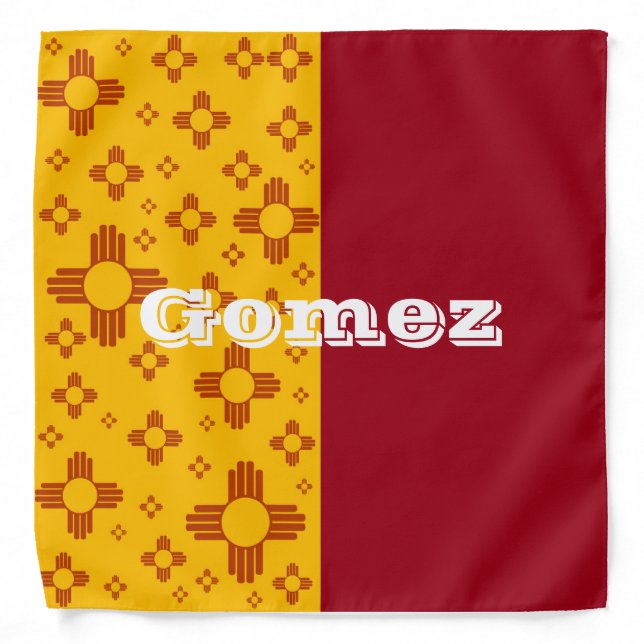 Vertical Stripes Zia Sun Red Yellow New Mexico  Bandana (Front)