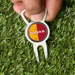 Vertical Stripes Zia Sun Red Yellow New Mexico  Divot Tool