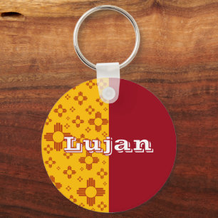 Vertical Stripes Zia Sun Red Yellow New Mexico Keychain