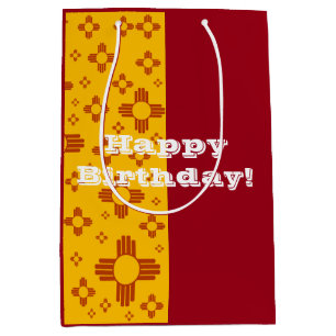 Vertical Stripes Zia Sun Red Yellow New Mexico Medium Gift Bag