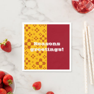 Vertical Stripes Zia Sun Red Yellow New Mexico  Napkins